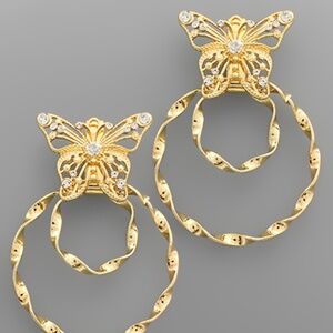 Butterfly & 2 Circle Earrings